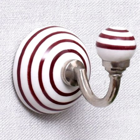 White Cherry Striped Wall Hooks